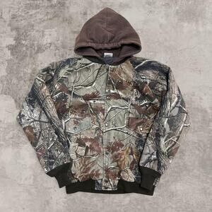 RedHead Camo Bomber Jacket Pearl Snap Hooded Hardwoods Boxy M Sweatshirt Hunt